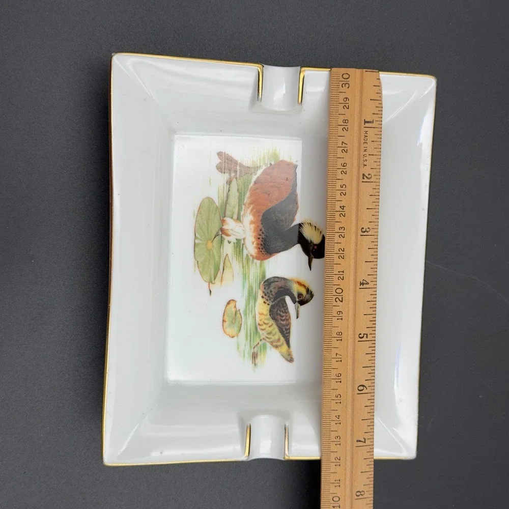 Olivier Saint‎ Honore Porcelain Duck Ashtray Gold Trim Wildlife Trinket Dish
